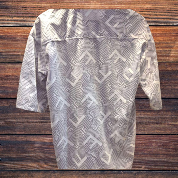 Mens vintage geomatric pattern short sleeve button up shirt