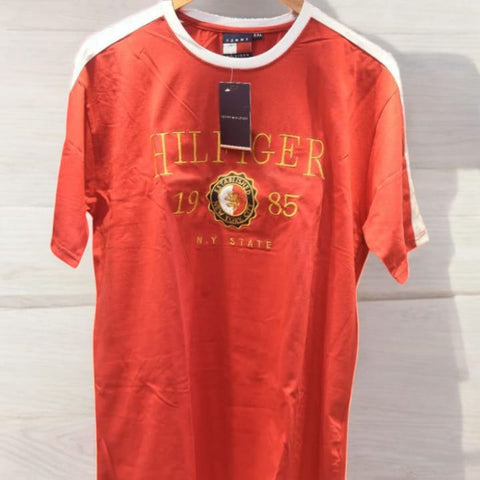 Tommy hilfiger Mens red graphicT-shirt-1985 NY state Emblem