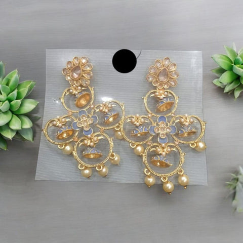 Traditionally kundan And Pearl Drop ChandBali Earrings