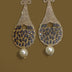 ELEGANT gold plated tear drop Earrings with black stones and PEARL DROP