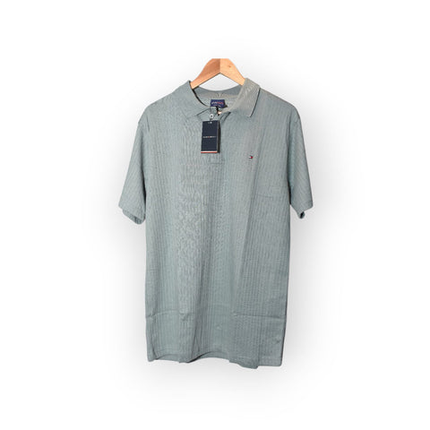 Tommy Hilfiger Mens Classic Fit Testured poloshirt-Sage green