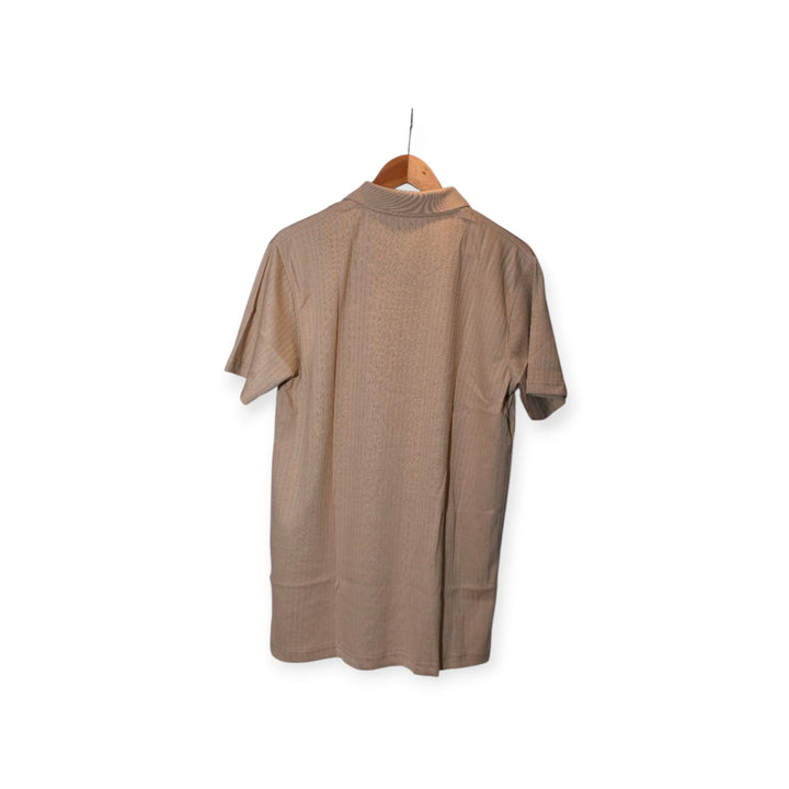 Tommy hilfiger Mens Beige  Textured Cotton Polo shirt