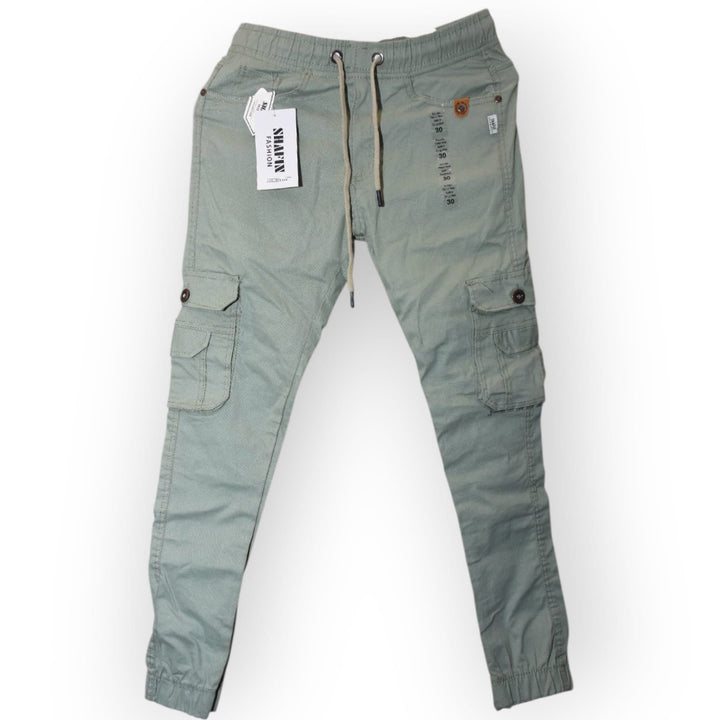 Mens olive green Cargo Pants -slim fit multipocket /shalimar fashion