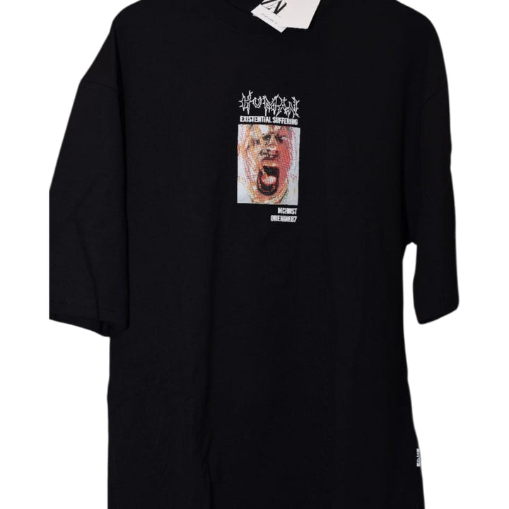 Black Graphic Print Oversized Tshirt -ExistentialSuffering Edition