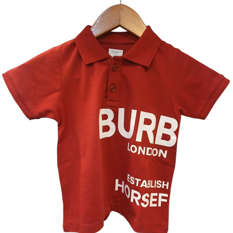 BoyS Red graphic pOlo T-shirt-BurB London print