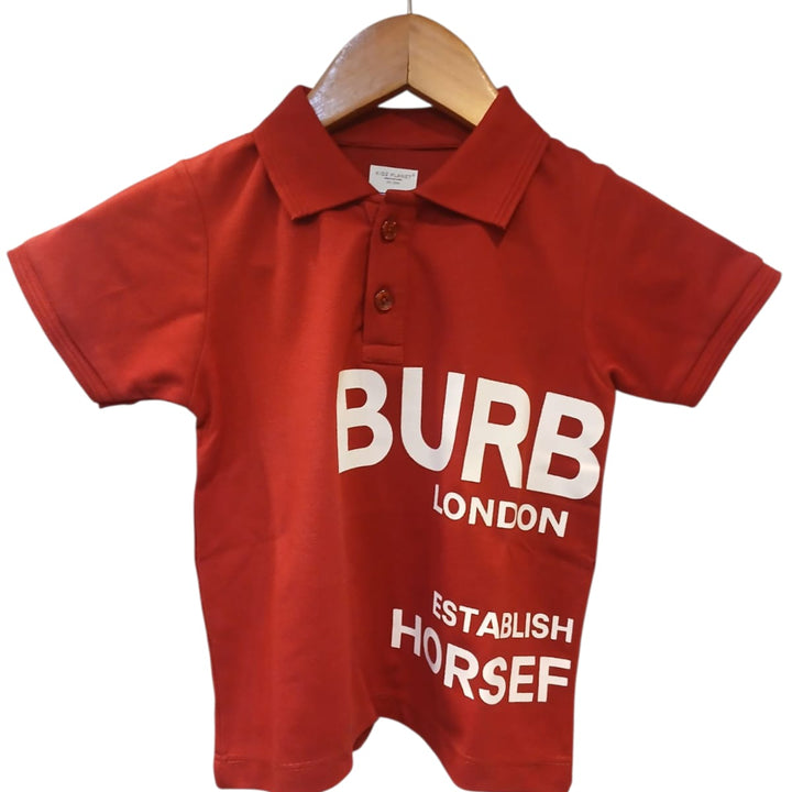 BoyS Red graphic pOlo T-shirt-BurB London print