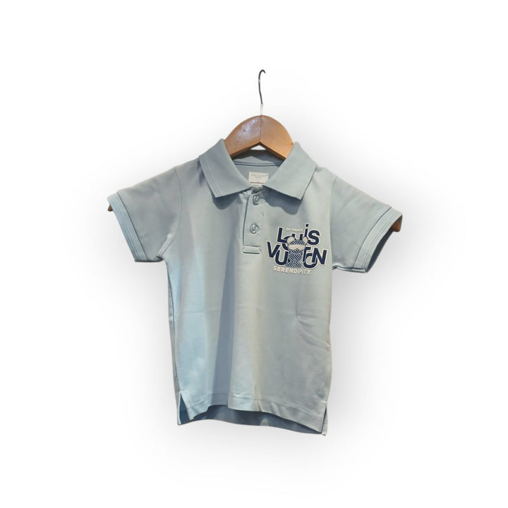 Boys Light Blue Gtraphic Polo T-shirt