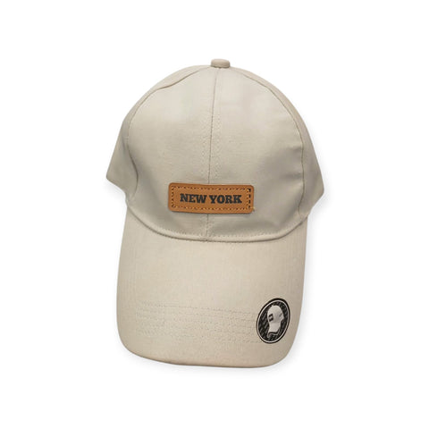 Beige Newyork Embroidered BaseBall Cap
