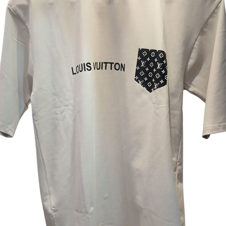 Louis Vuitton White Cotton T-shirt with MonoGram Pocket