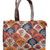 Ethnic Print Canvas tote Bag With Faux leather Accents