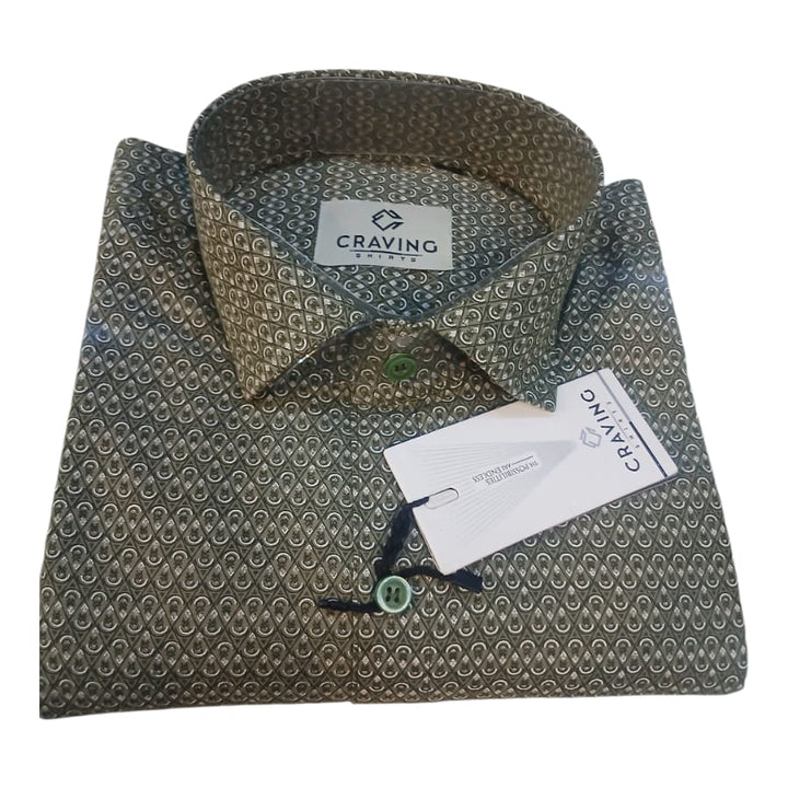 Craving Mens Geometric Print Slim Fit Shirt