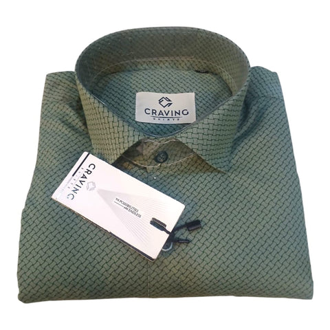 Craving Olive Green Printed Formal Shirt For Men