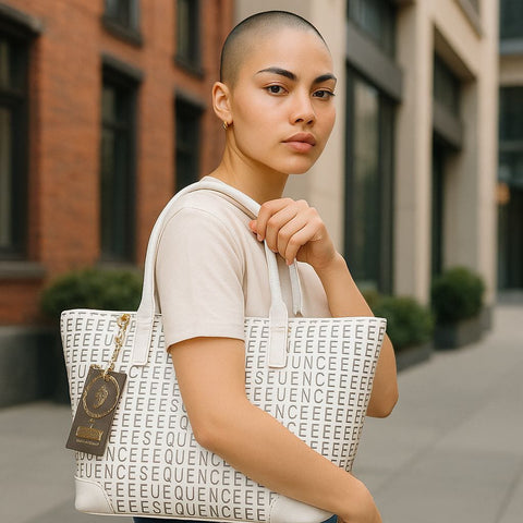 SeQuence Paris Signature Monogram Tote Bag-White&Black
