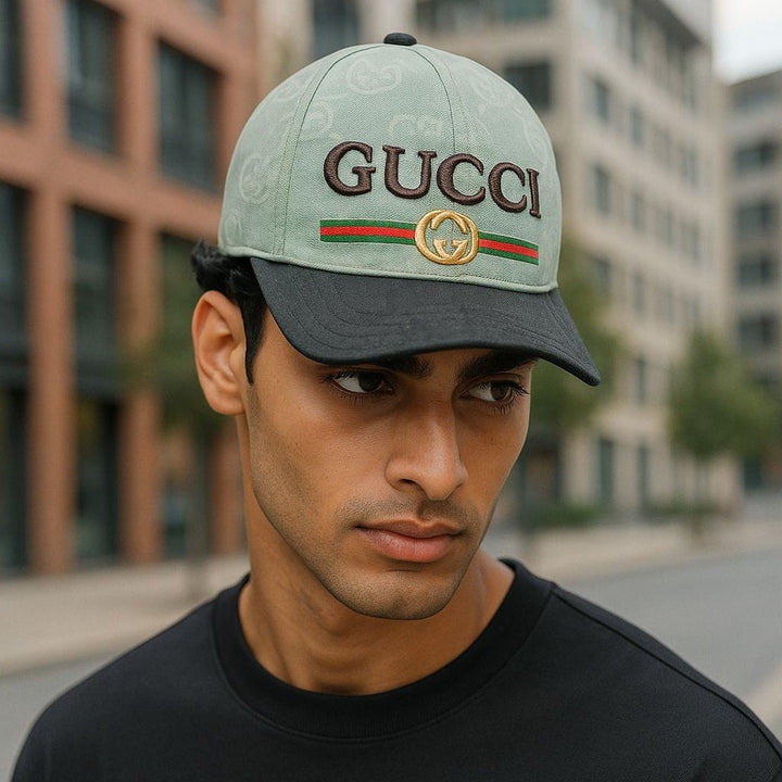 Luxury Designer Gucci -Inspired Cap -Green &Black  With Embroidered Logo