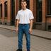 Mens Relaxed Fit Blue Utility jeans With side pocket