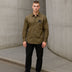 Mens Olive Green Casual Shirt With Balenciaga-inspired logo