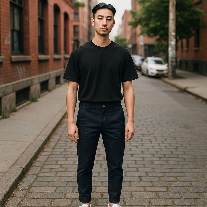 Mens Slim Fit Stretch Cotton Chinos-Jet Blue