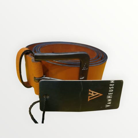 Van Heusen Mens Tan Leather Belt With Metal Buckle