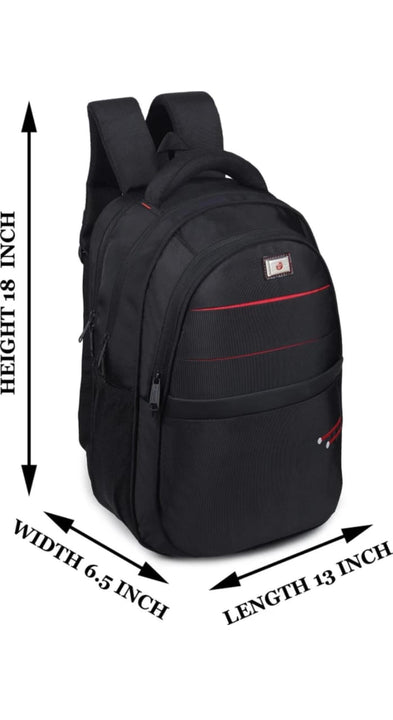 Stylish Black Laptop  Backpack With Red Detaling-Multi Utility School College & Office Bag