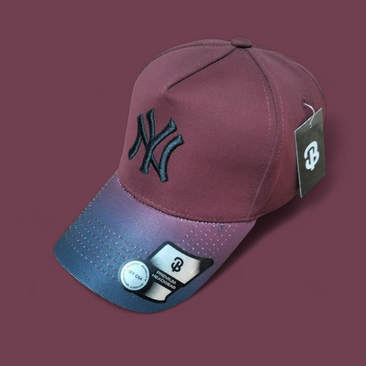 NEWYORK YANKEES GRADIENT BRIM BASEBALL CAP-MAROON & BLUE/PREMIUM HEADWEAR