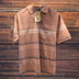 mens casual polo shirt-brown stripped pattern with chest pocket