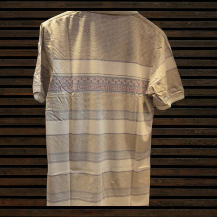 Mens casual striped polo shirt with chest pocket