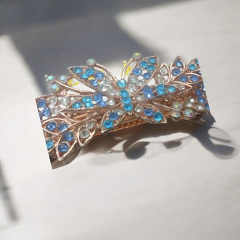 Elegant butterfly Crystal hair-clip-blue RRhinstone Barettes for women