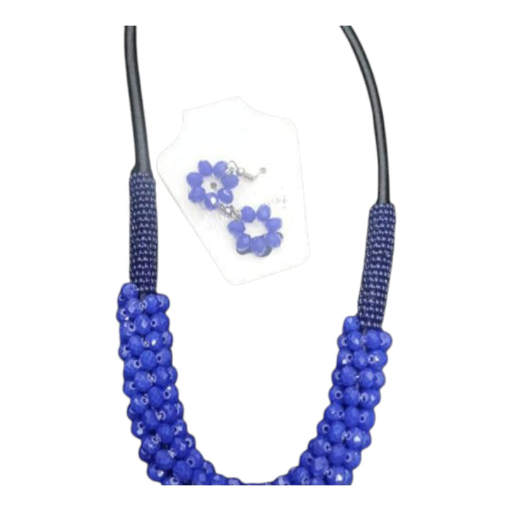 Hand Crafted RoylBlue Beaded necklace and Earrings