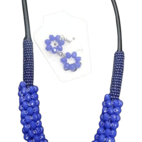 Hand Crafted RoylBlue Beaded necklace and Earrings