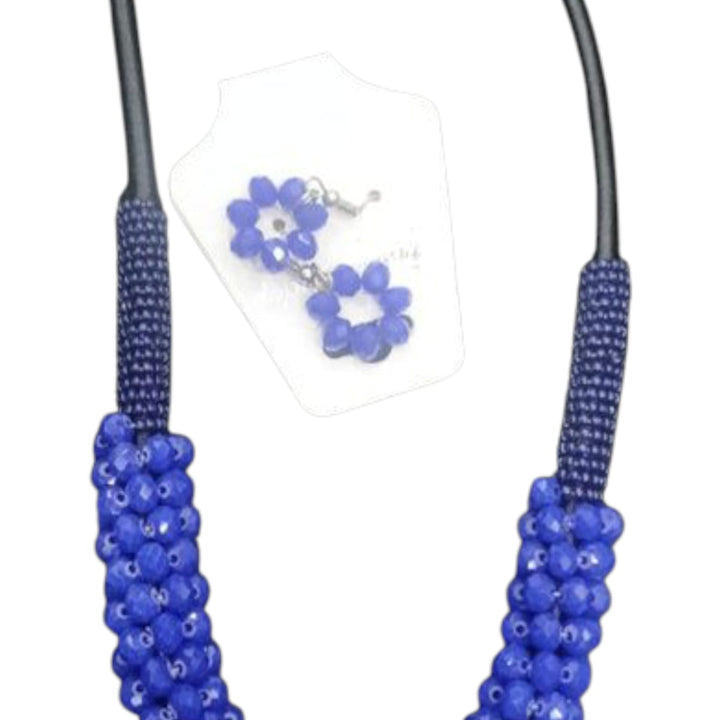 Hand Crafted RoylBlue Beaded necklace and Earrings