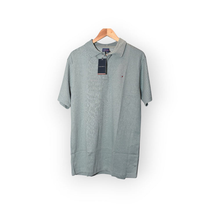 Tommy Hilfiger Mens Classic Fit Testured poloshirt-Sage green