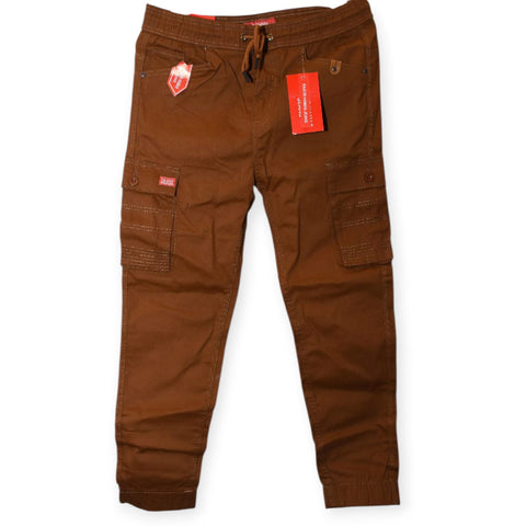 Mens Brown cargo jogger  Pants with Drawstring waist