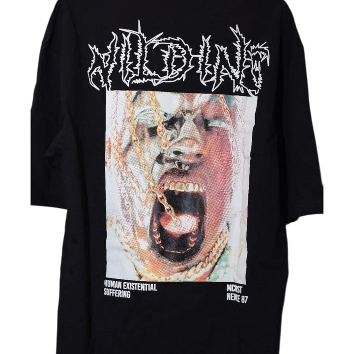 Black Graphic Print Oversized Tshirt -ExistentialSuffering Edition