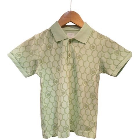 Boys light Green Geometric Print polo t-shirt