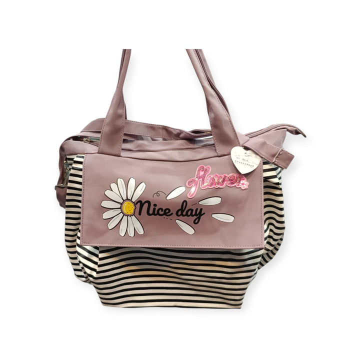 floral print striped shoulder bag-Nice Day Daisy Design