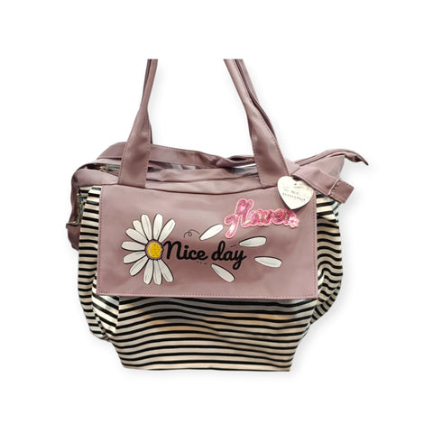 floral print striped shoulder bag-Nice Day Daisy Design