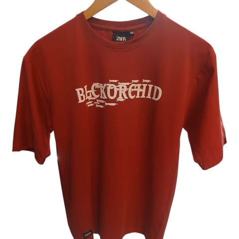 Zara Men Red Graphic T-shirt-BlackOrchid -Print