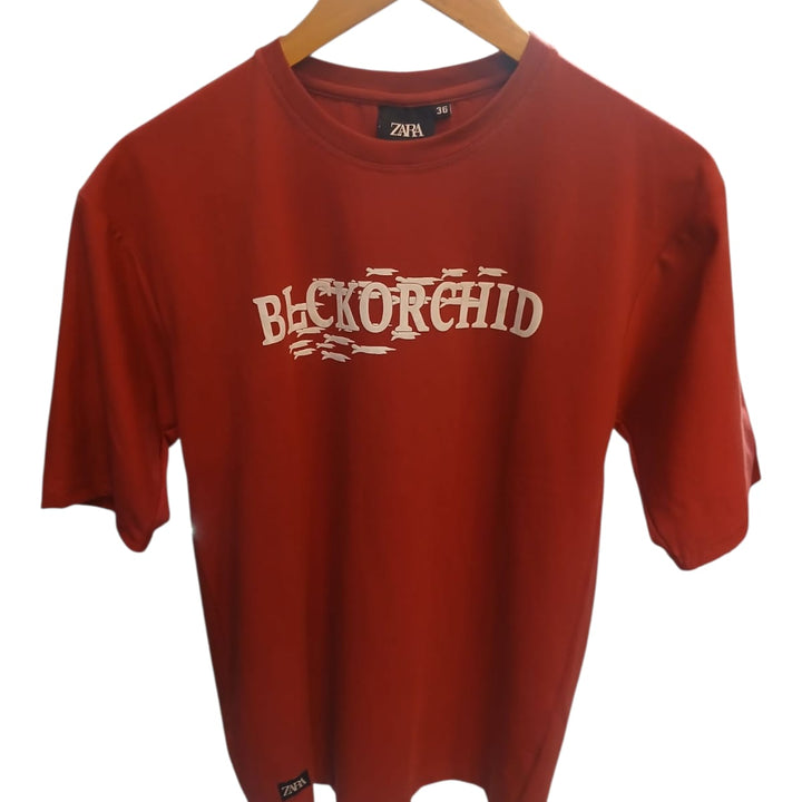 Zara Men Red Graphic T-shirt-BlackOrchid -Print