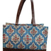 Ethnic Print Canvas tote Bag With faux leather Accents