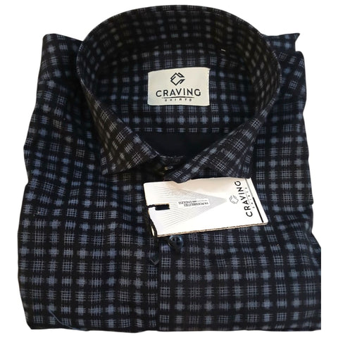 Craving Mens Black & Blue Checked Formal Shirt