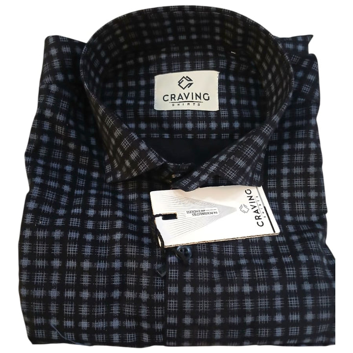 Craving Mens Black & Blue Checked Formal Shirt