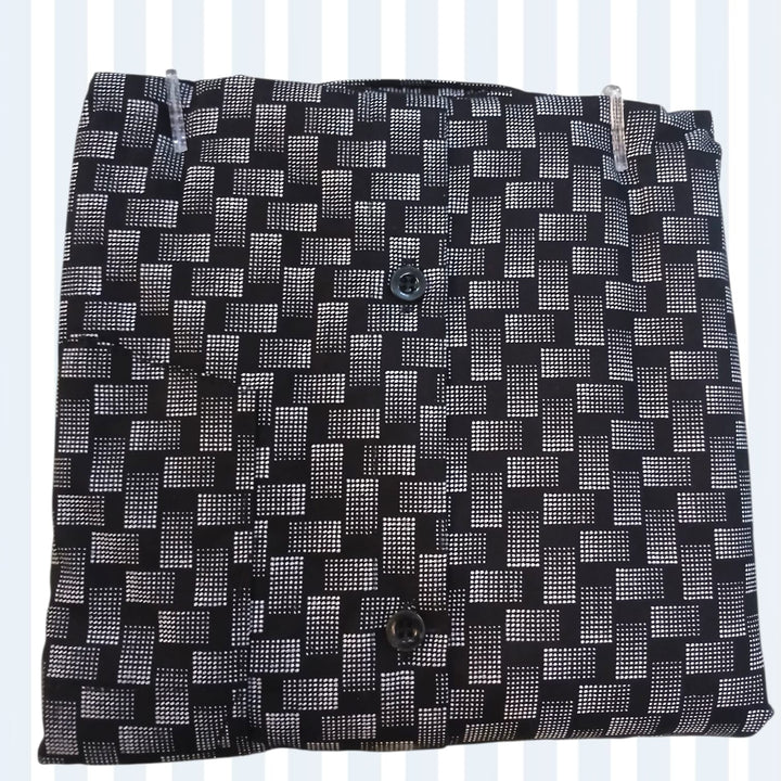 Craving Shirts Mens Black Geometric Printed Cotton Shirt