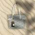 Elegant White& Black Geometric Pattern Tote Bag With Dual Handles