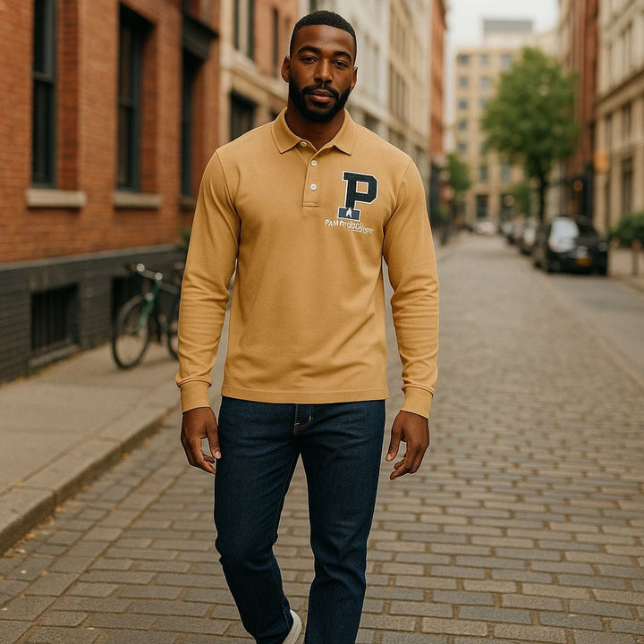 Polo Ralph Lauren Beige Long Sleeve Polo Shirt With Embroidered Logo