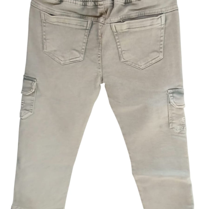 Swini Kids Stretchable Cargo Jogger Pants -Light Grey