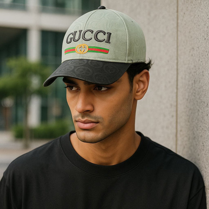 Luxury Designer Gucci -Inspired Cap -Green &Black  With Embroidered Logo