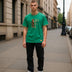 Mens Retro Green Graphic T-shirt Wioth Contrast Trim  SizeM