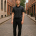 Mens Classic Black Polo Shirt With Chest Pocket SizeM