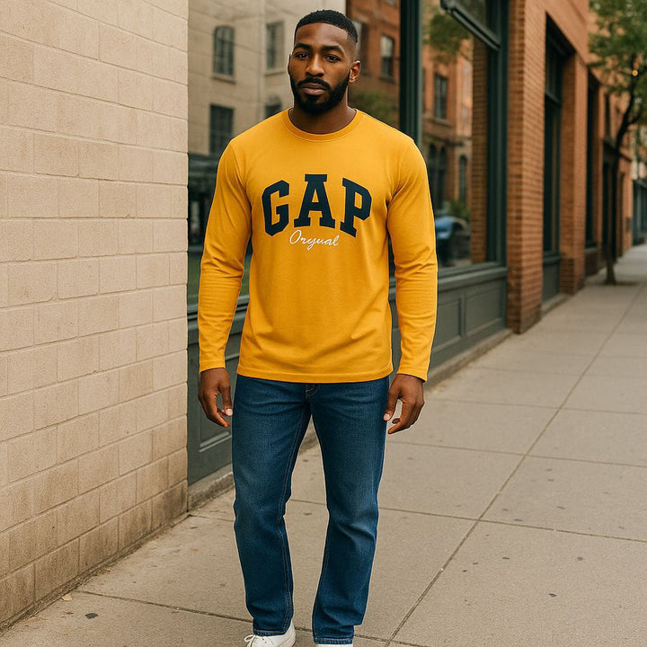 Gap Original Logo Mustard Yellow Long Sleeve T-shirt Size Xxl