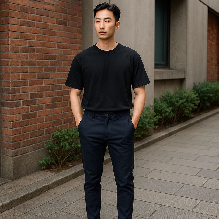 Mens Slim Fit Stretch Cotton Chinos-Jet Blue